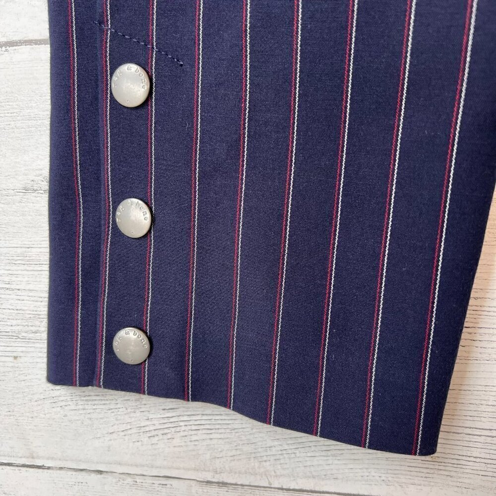 Rag & Bone Pants Womens Size 4 Navy Stripe Simone Snap Pant High Rise Career - Picture 6 of 16